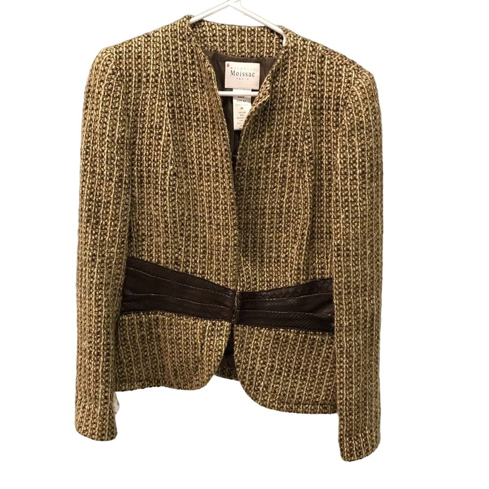 Michelle Moissac Paris real python snakeskin wool blend lady jacket blazer sz 42